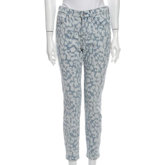 Current/Elliott Mid-Rise Stiletto Crop Skinny Jeans in Inky Leopard, Size 25/0 - Picture 2 of 5